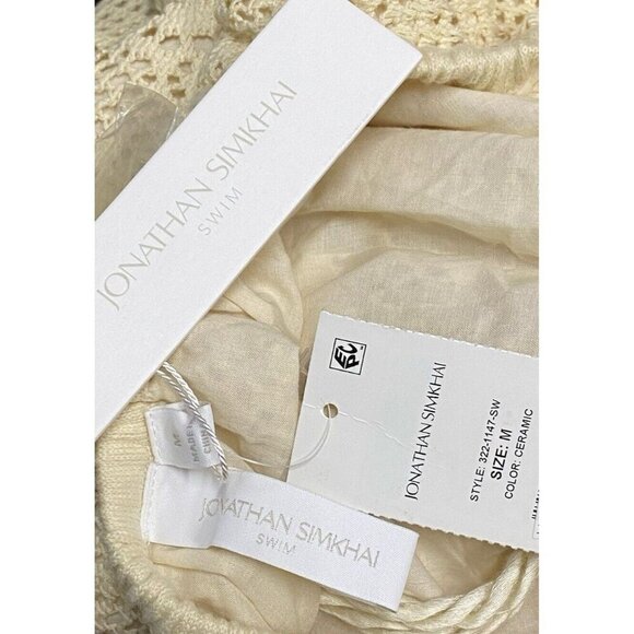 Jonathan Simkhai swim sz M Maxi Coverup Crochet Cut Out Cream Designer Luxury - Picture 7 of 7